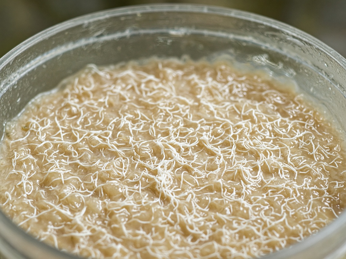 Banana worm culture surface in a clear tub