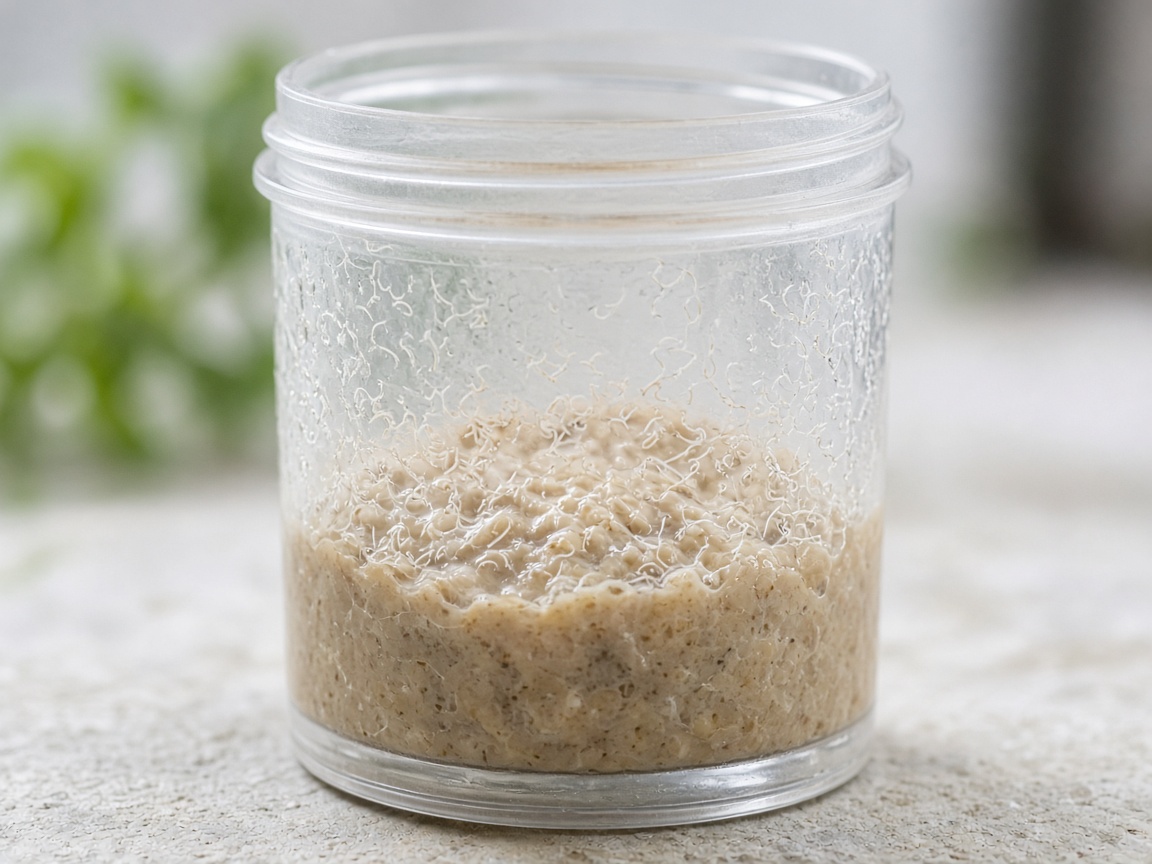 Walter worm culture on oats paste in a clear tub, worms climbing the sides